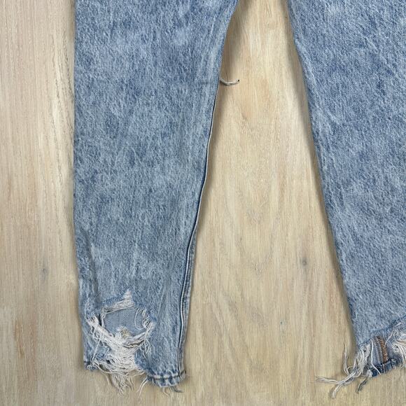 American Eagle Comfort Stretch Waistband Mom Jean Distressed Destroyed Jeans 0 - Picture 6 of 16